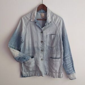 Faded Denim Chore Jacket - Small (S) - Cotton Linen